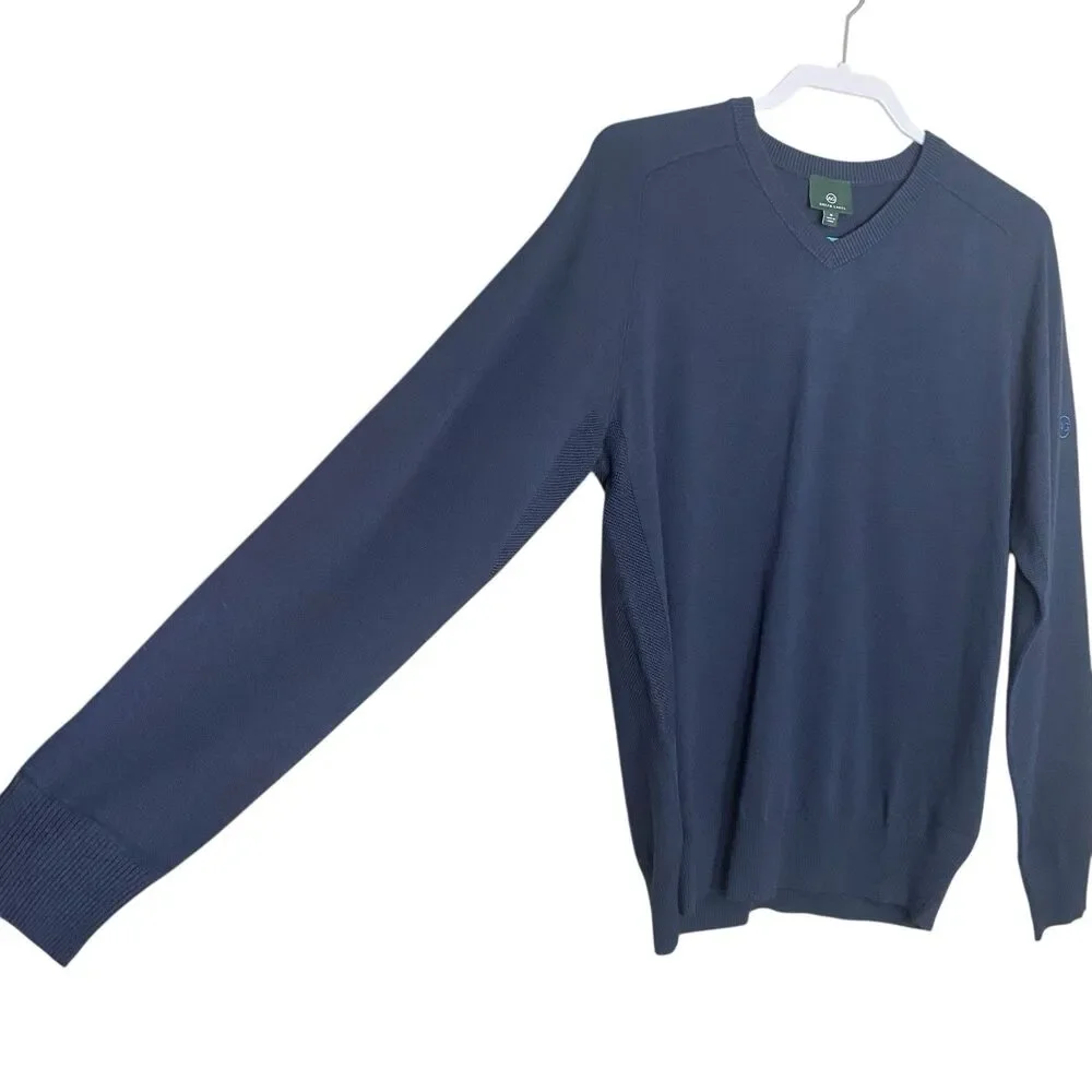 AG Adriano Goldschmied Sweater Mens M Navy Blue V-Neck Vented Golf Preppy NEW - Picture 6 of 10